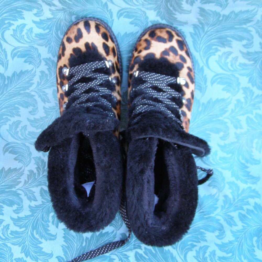 🤎🖤 J. Crew size 8-8.5 Nordic Boots in Leopard Calf Hair - Picture 11 of 12